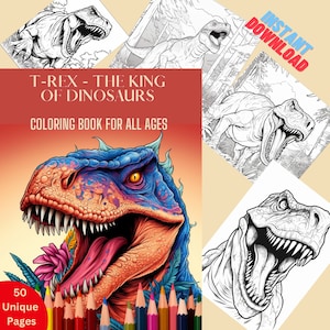 Dinosaur Coloring Book: For kids ages 4-8, 40 epic coloring pages