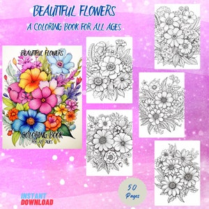 Schönes Blumen Malbuch | 65 Blumen Malvorlagen | Florale Ausmalbögen | Ausmalbilder Blumen zum Ausdrucken