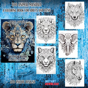 Animal Mandala Coloring Book | 100 Animal Mandala Coloring Pages | Animal Mandalas  Coloring Sheets |  Printable Coloring Pages