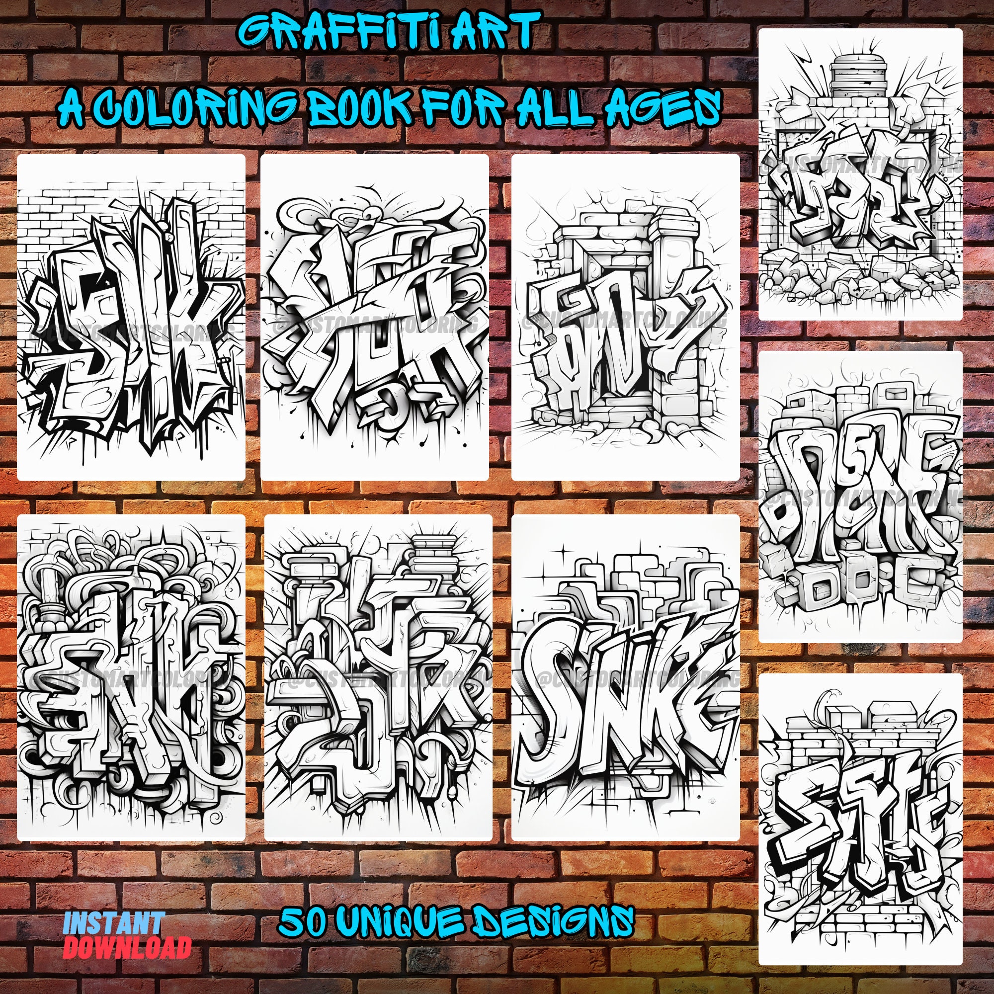 Graffiti Art Coloring Book | Graffiti Coloring Pages | Graffiti ...