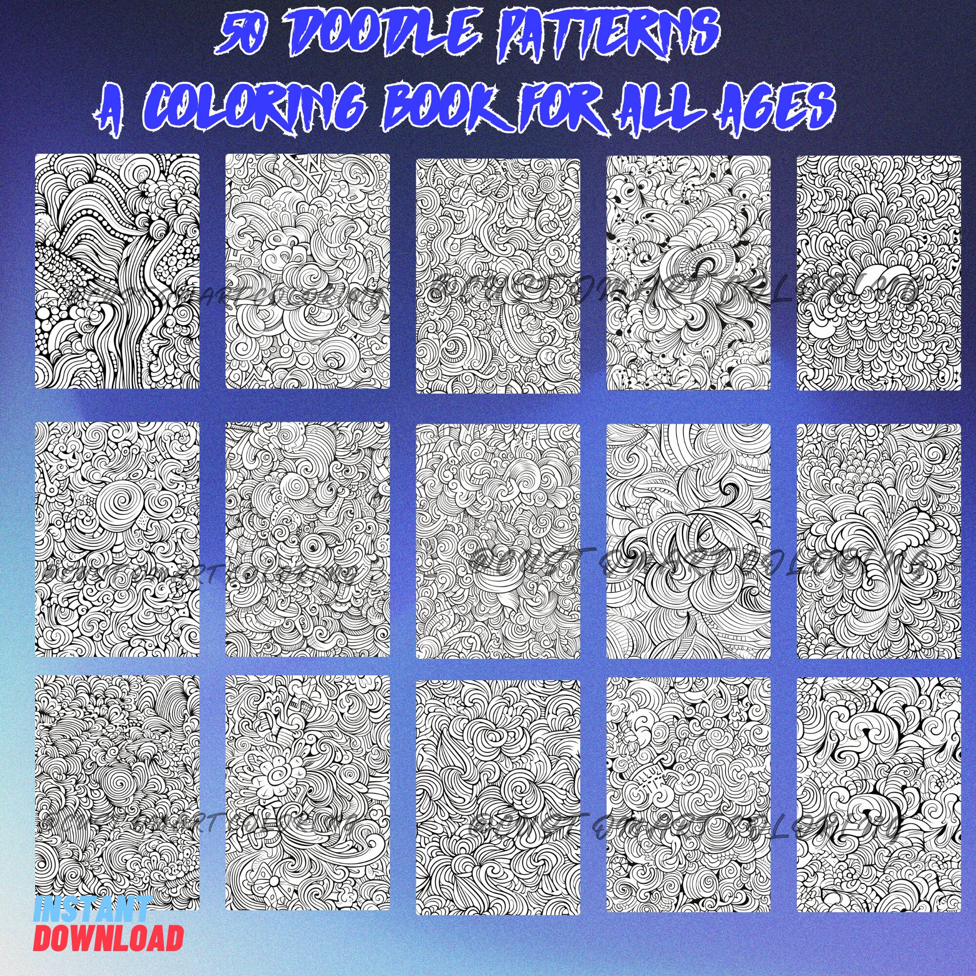 50 Doodle Patterns Coloring Book Doodle Coloring Pages Pattern Coloring Book 50 Doodle Coloring ...