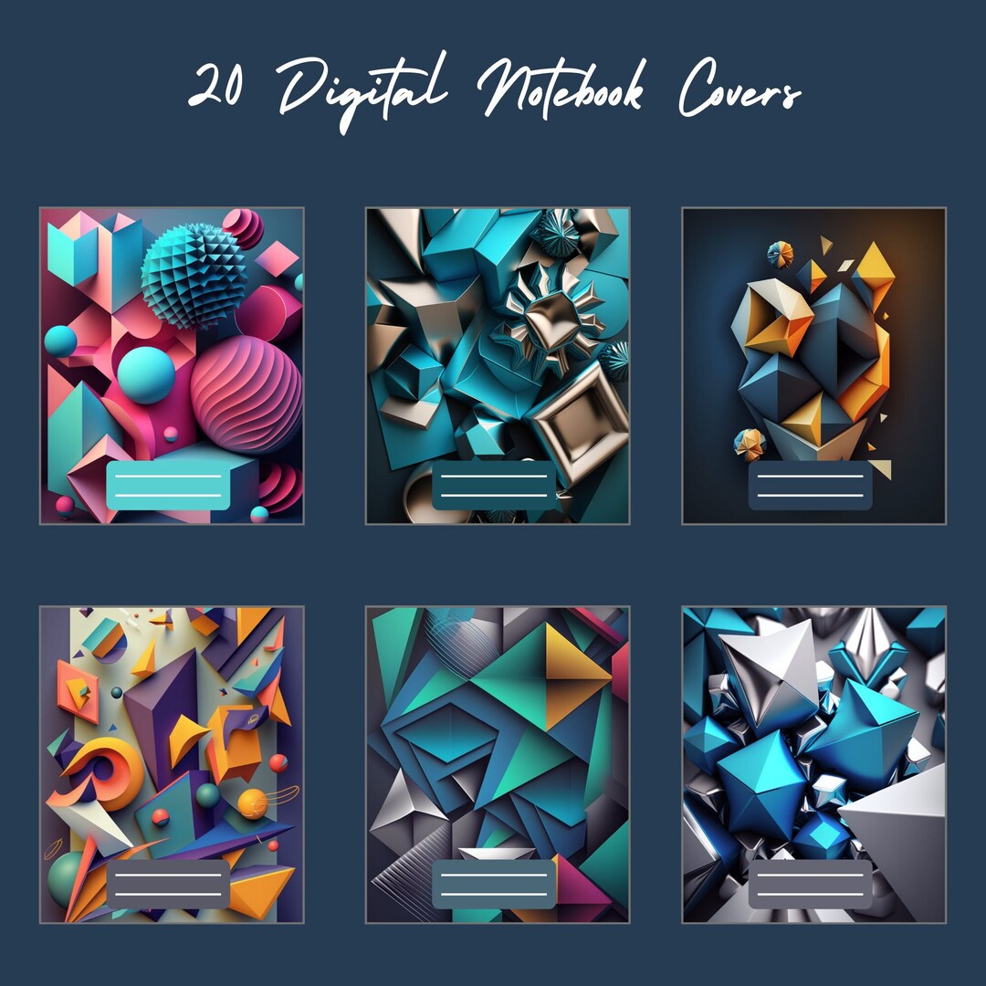 20 Digital Notebook Covers, Geometric Shapes, Goodnotes Covers, Samsung ...