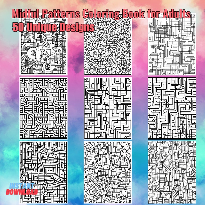 Mindful Patterns Coloring Book for Adults: 50 Mosaic Designs - Etsy
