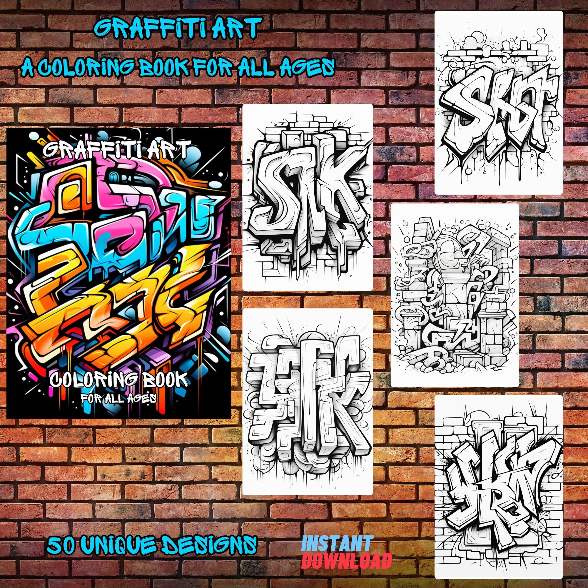 Graffiti Art Coloring Book | Graffiti Coloring Pages | Graffiti ...