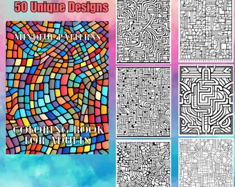Mindful Patterns Coloring Book for Adults | 50 Patterns Coloring Pages | Patterns Coloring Sheets | 50 Patterns Activity Sheets
