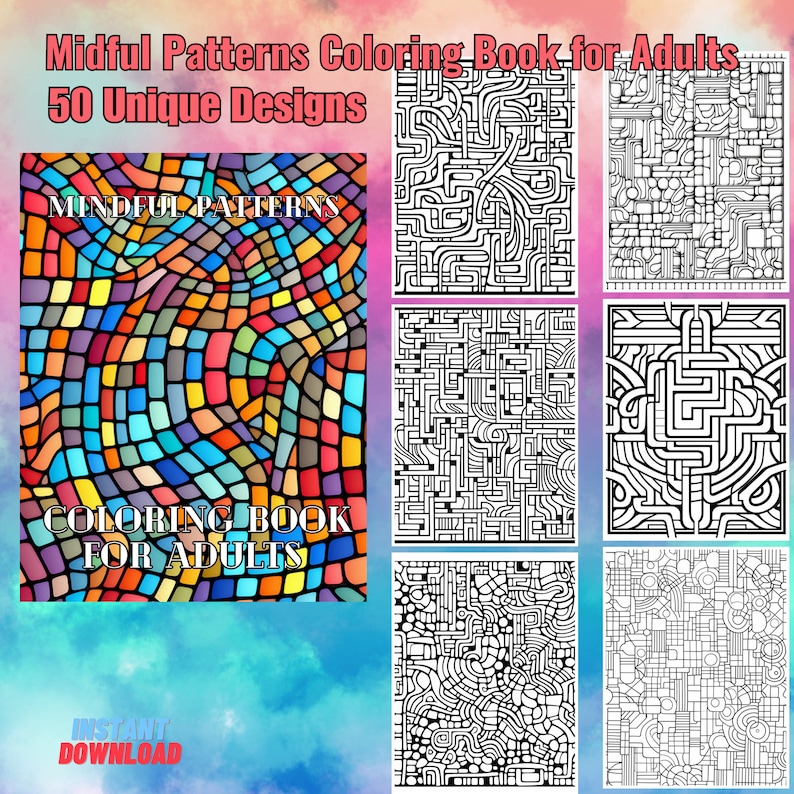 Mindful Patterns Coloring Book for Adults 50 Patterns Etsy