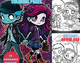 Cute Zombie Boys & Girls Coloring Pages | 55 Unique Coloring Pages With Cute Zombie | Printable Coloring Pages | Coloring Pages For Kids