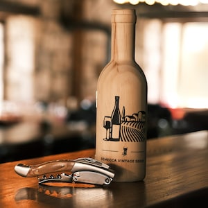 Tire-bouchon Semecca®, tire-bouchon de serveur en bois naturel, double étape, boîte en bois en forme de bouteille de vin, cadeau pour les amateurs de vin