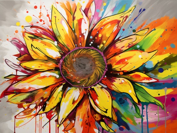 Sunflower Graffiti Burst Abstract Graffiti / Mural Wall Art