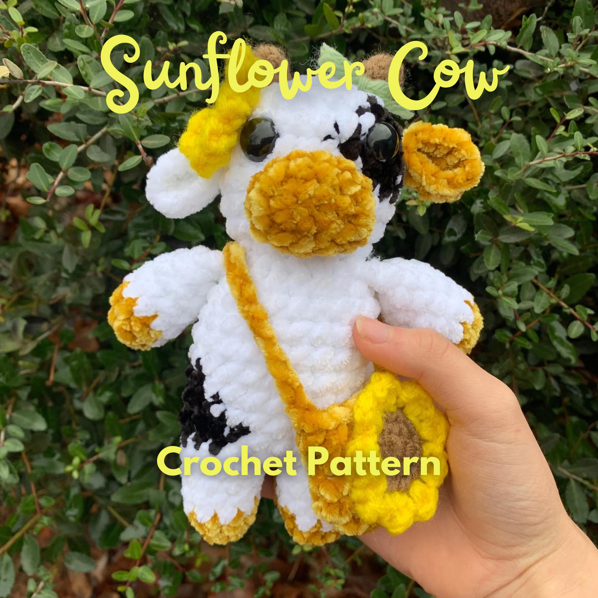30 Sunflower Cow Crochet Patterns to Bring Rustic Farm Charm to Your Home 3 Sunflower Cow Plush Toy Crochet Pattern