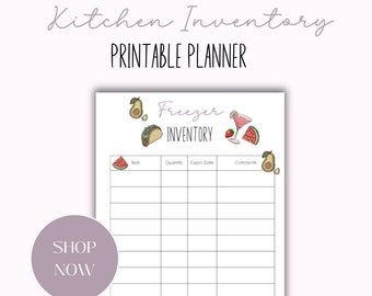 Planificador de inventario de cocina / Nevera imprimible, Congelador, Planificador de inventario de armario / Planificador de comidas / Planificador de comidas imprimible / Rastreador de comidas