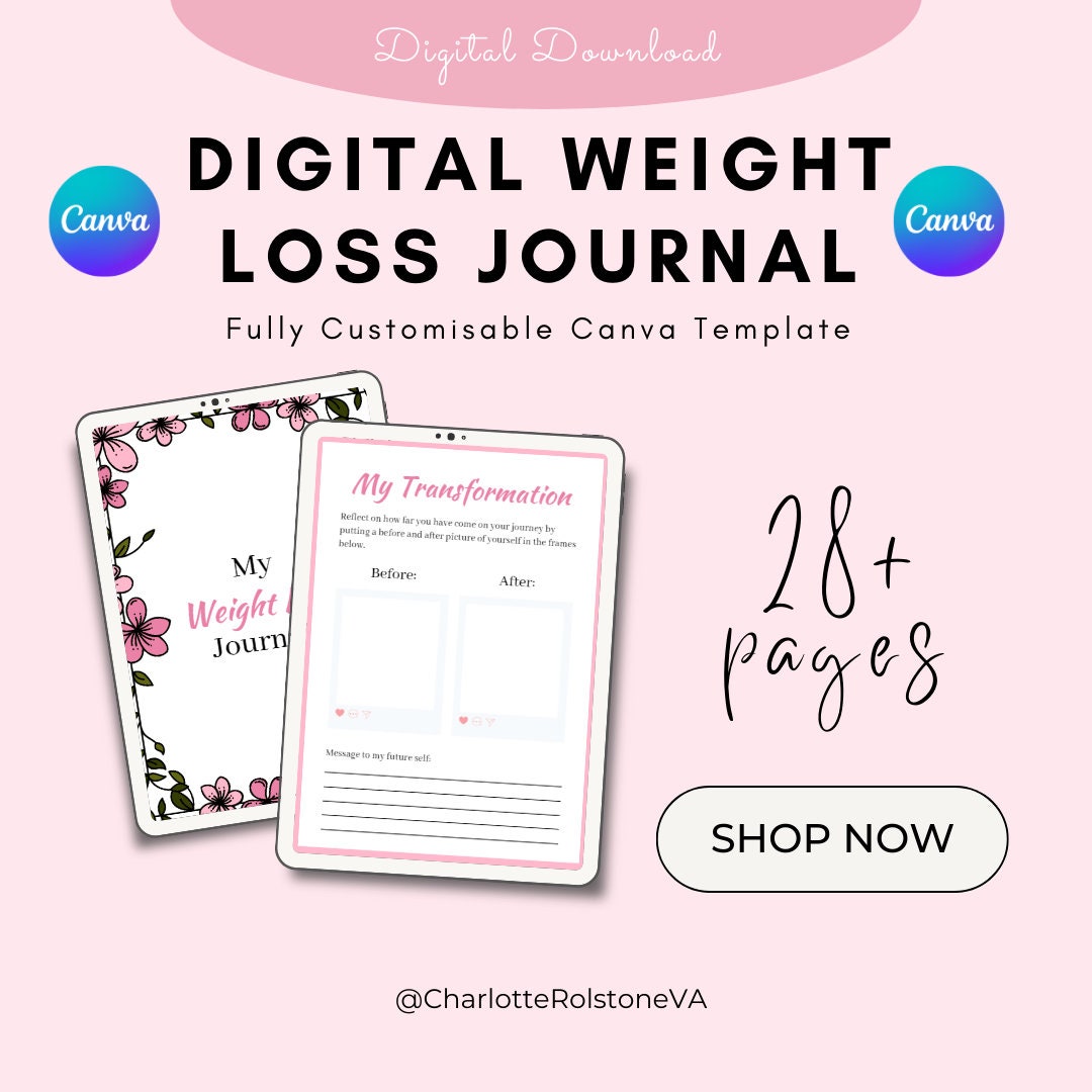 Digital Weight Loss Journal CANVA Weight Loss Journal PDF Weight Loss