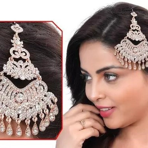 Diamond passa jhoomar Maangtika Jhoomar indian Pakistani jewelry wedding jewelry Side Tikka Hair accesories