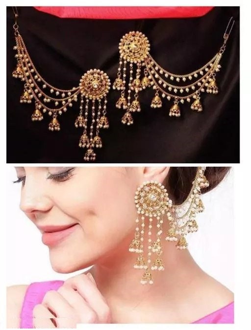 Gold necklace with jhumka hotsell earrings