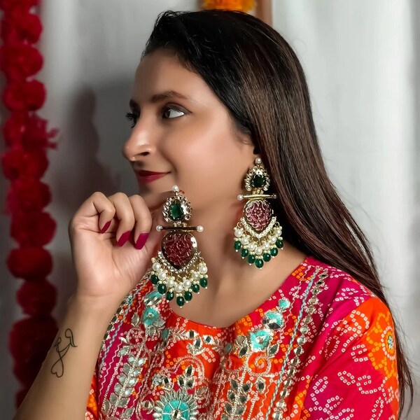 Awesome Kundan Pearl Kundan  Earrings for Women Bridesmaid Earrings Bollywood , Indian jewelry