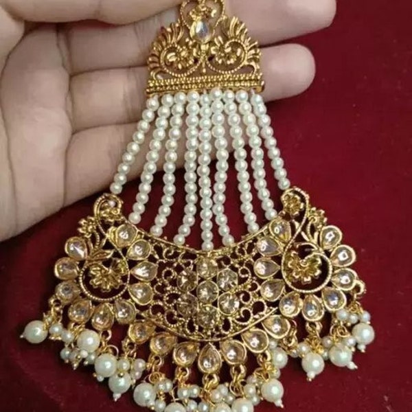 Traditionalpassa Fancy Maangtika Kundan Jhoomar Passa jewellery Side Tikka Indian Hair Accessories