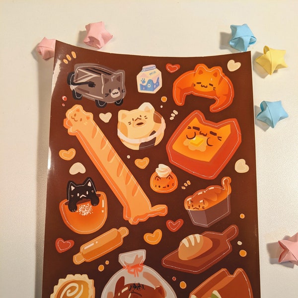 Cat Bread Sticker Sheet | Cat Cafe Stickers! | cute cat stickers | bread stickers