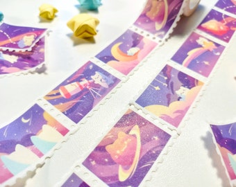 a little catstronomy! stamp washi tape | cute cat stationary | space cats | kawaii washi tape | scrapbooking bullet journal tape