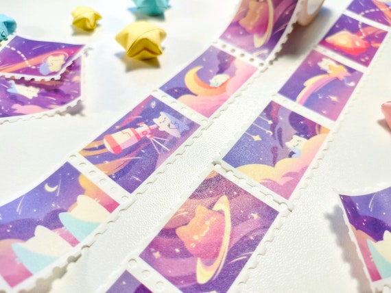 Space Cats Stamp Washi Tape | Kawaii Bullet Journal Tape