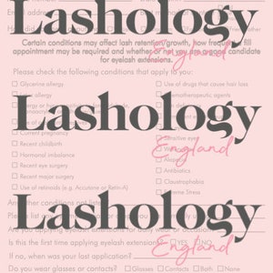 Lash Tech Client Consultation Information & Waiver Form Downloadable
