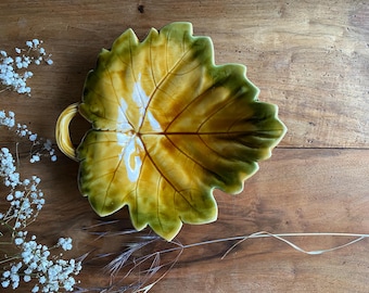 Hoja de vid en Barbotine - Sarreguemines