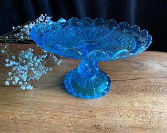 Fruttiera in vetro blu