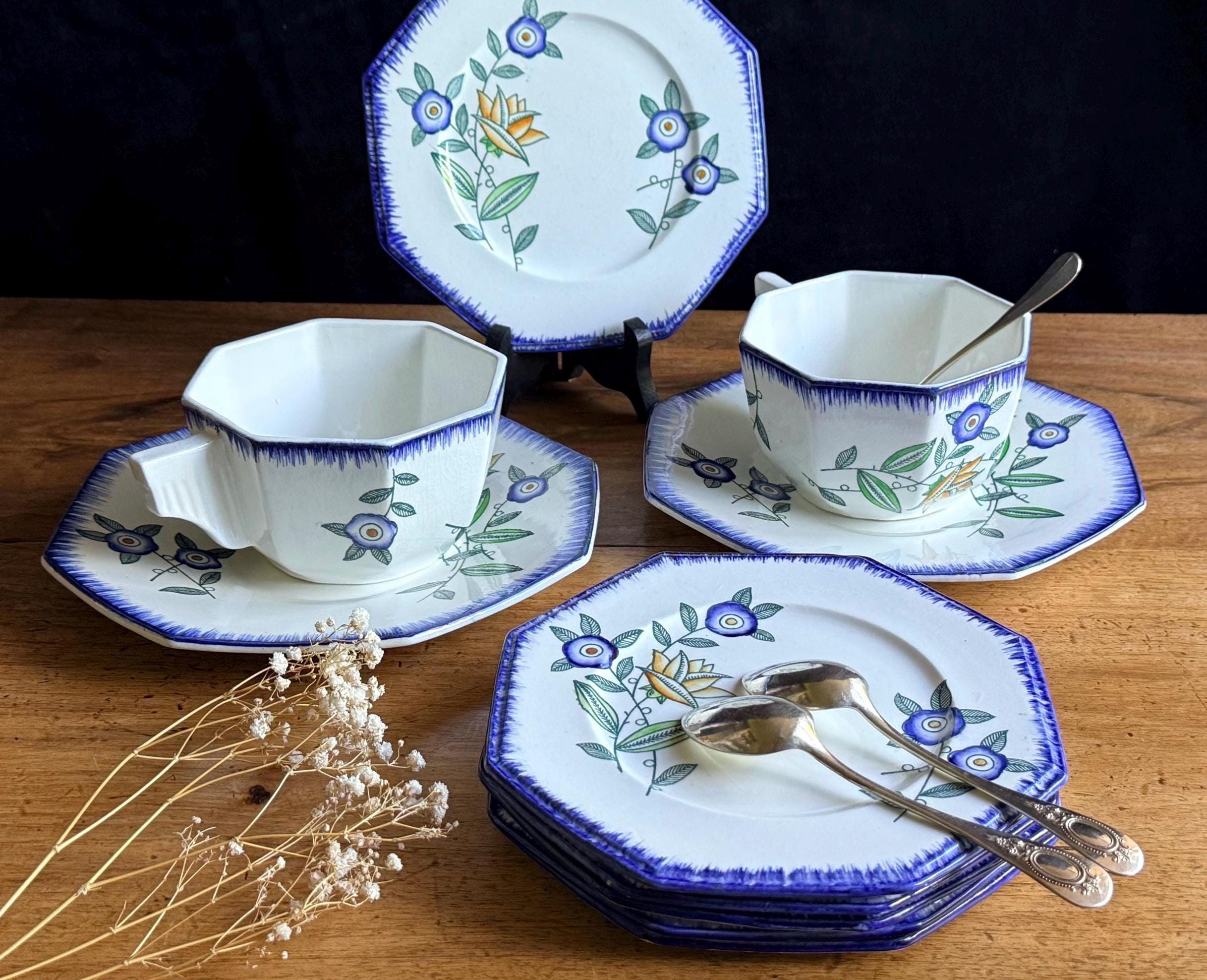 フランス アンティー LONGWY  カップ&ソーサー Longwy France Tea - Etsy