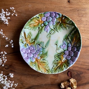 Plateau De Service Vintage 50s/60s - Motif Raisins Et Fleurs - 35x27 Cm