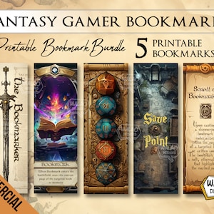 Fantasy Gamer Bookmarks | Printable Bookmarks | PNG | PDF | Digital Download