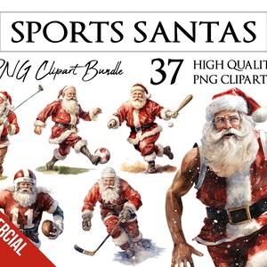 Papai Noel esportivo | Aquarela | Natal, Ativo, Fitness, Exercício | Pacote de clipart PNG | Criação de cartões