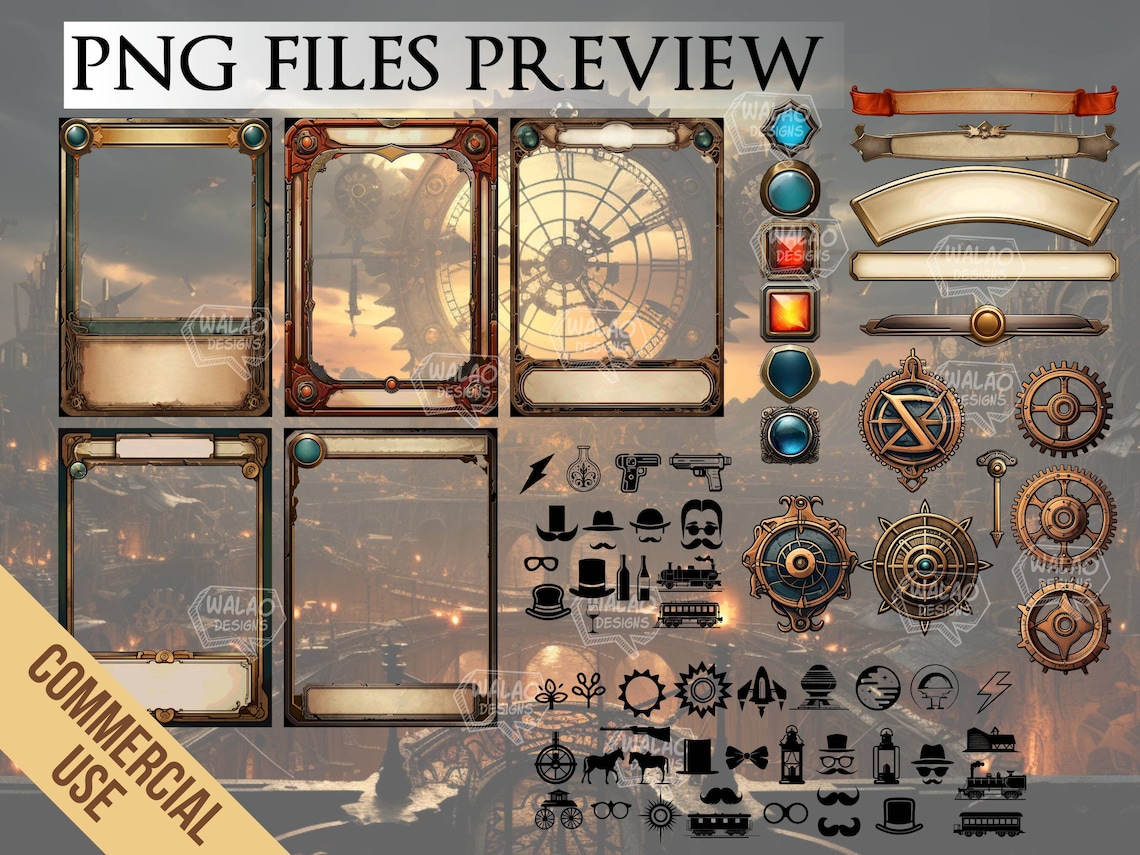 TCG Steampunk Card Template Set | PNG | Digital Download | Vintage - Etsy