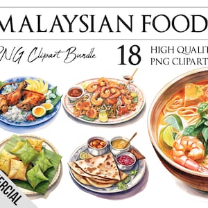 Malaysian Food | Watercolor | Asian Food | PNG ClipArt Bundle | Card Making | Menu Making