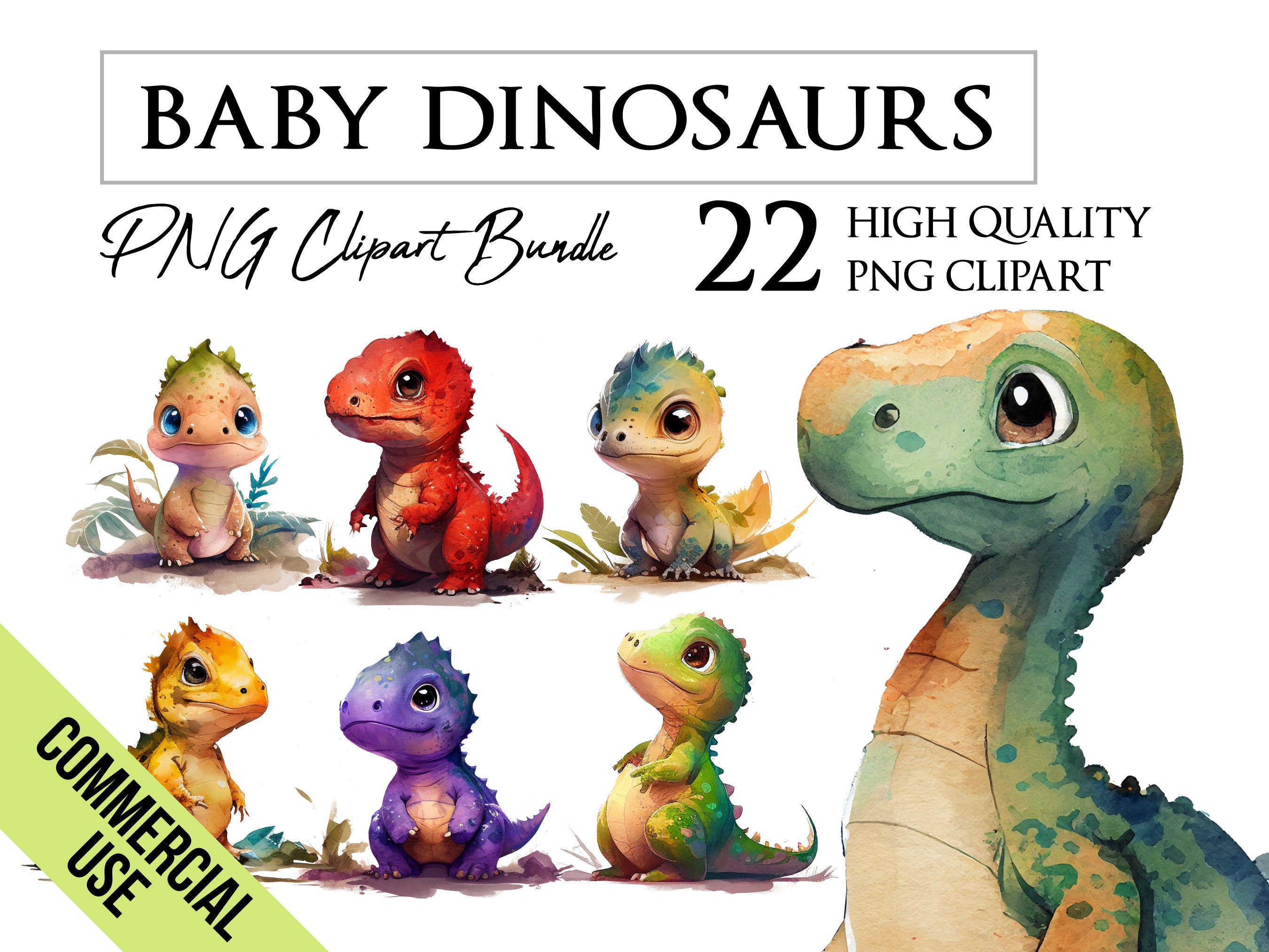 Watercolor Cute Baby Dinosaurs, PNG Clipart, Kids Clipart, Nursery ...