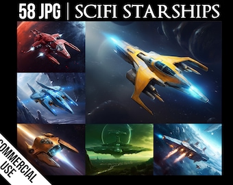 Scifi Starships 01 | Digital Painting | JPG | Game Portraits, TCG Portraits, Trading card images