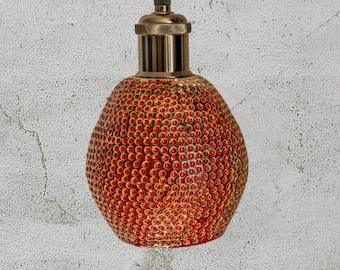 Handmade Ceramic Pendant Lamp Dotted Details, Rustic Lampshade