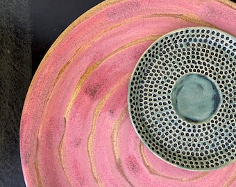 Ceramic Pink/Old Rose Rustic Plate | Ceramic plate | Handmade pottery | Modern home decor