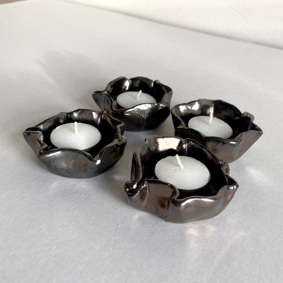 Keramik-Kerzenhalter Für 4 Spitzkerzen – Schwarz, Modernes Design, 21,3 Cm Breit – Für Adventskranz, Tischdekoration & Feiern