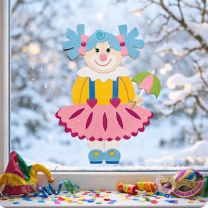 Clown raamdecoratie, clown sjabloon, clown, clown downloaden, doe-het-zelf downloaden, carnaval sjabloon, clown knutselsjabloon, raamdecoratie, download sjabloon