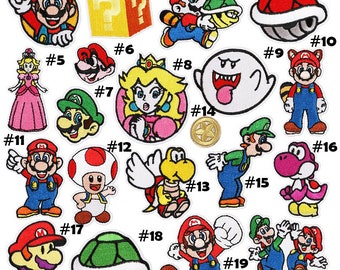 Super Mario,embroidered cartoon iron patch,iron patch for clothes,Nintendo, ds,Luigi, princess Peach, tod,embroidered appliqué