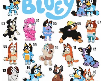 Bluey - Iron on Patches - Patch - Bingo - Embroidery - Coco, Pretzel, Jack, Mackenzie, Judo, Rusty