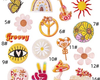 Butterfly Iron on Patches,Sun,Rainbow,Flowers,Daisy,Mushroom,Van,Love,violin,Eye,Patch,Embroidered appliqué