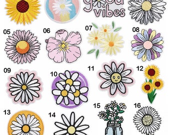 Flowers-Daisy-Iron on Patches - Patch - Sew on Patches- Embroidery Cloth Patches-Patch-Embroidered appliqué