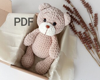かぎ針編みのクマのパターン、簡単なテディベアのかぎ針編みのパターン、ぬいぐるみのかぎ針編み、PDFのぬいぐるみクマの編みぐるみのパターン