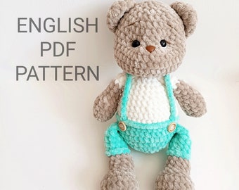 Crochet Bear Amigurumi Pattern: Plushie Teddy Bear (English PDF)