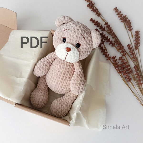 Crochet bear pattern,  amigurumi easy teddy bear crochet pattern, plushie crochet, PDF plush bear amigurumi pattern