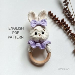 Crochet Bunny Rattle Pattern in English: Amigurumi Toy (PDF)