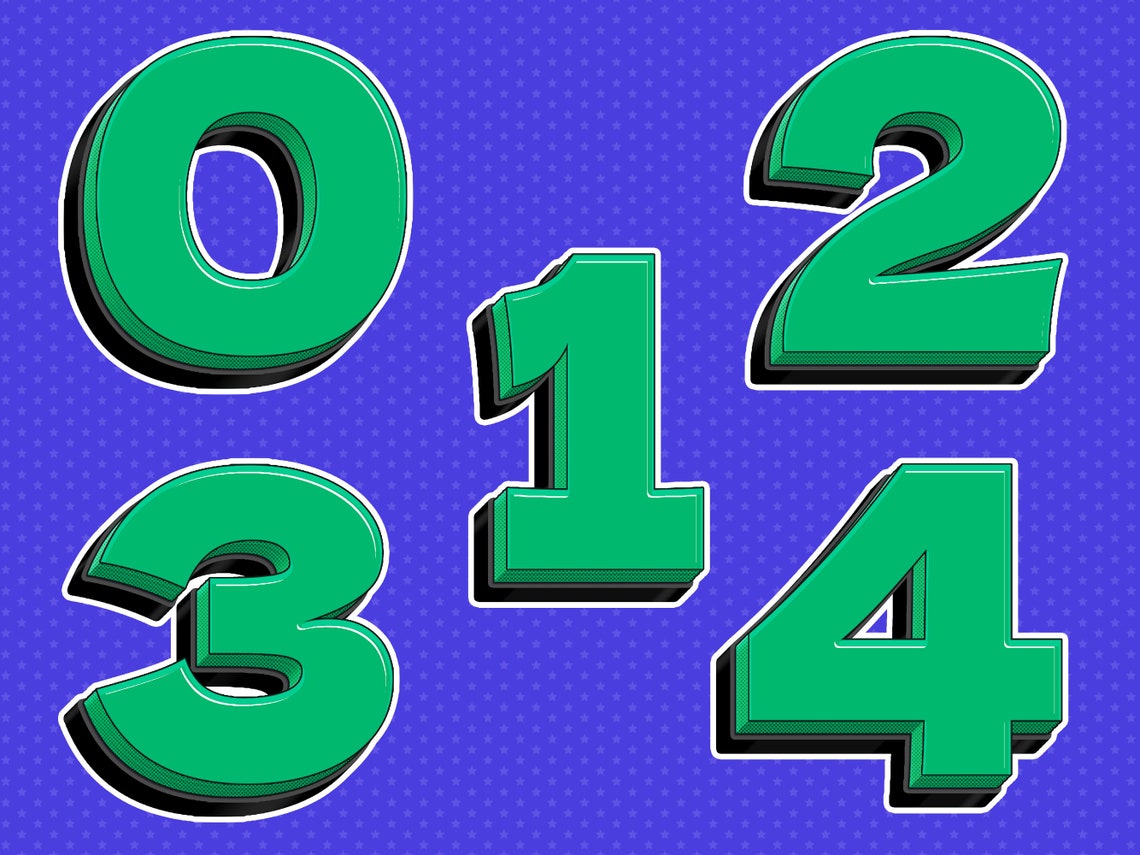 3D Vintage Numbers & Symbols PNG Illustrations Font Pack | Green ...