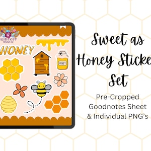 Bee & Honey Digital Stickers: Pre-Cropped GoodNotes Planner Decorations (PNG Included)