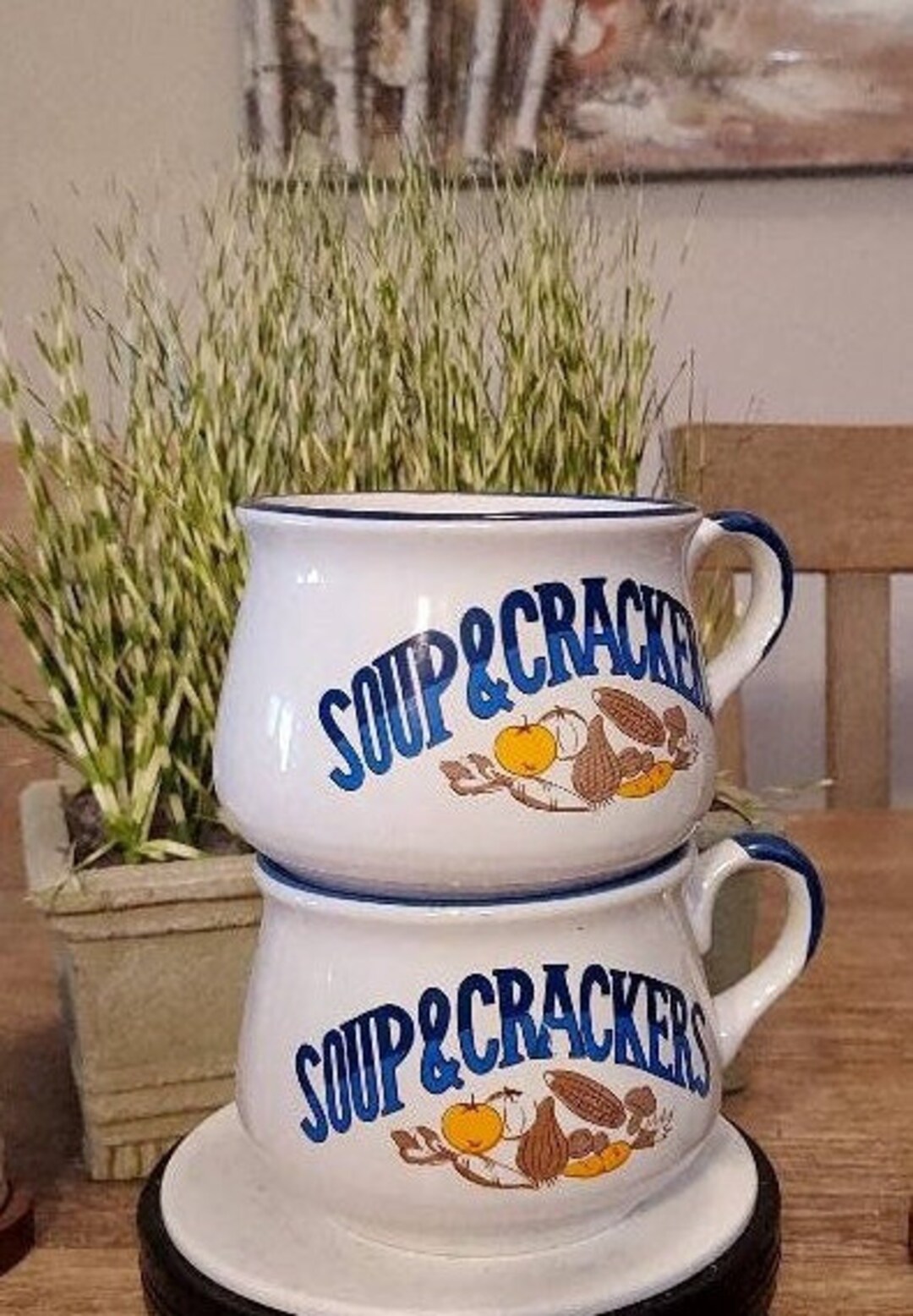 Vintage Soup & Cracker Mugs Set of Soup Mugs Vintage Soup Etsy