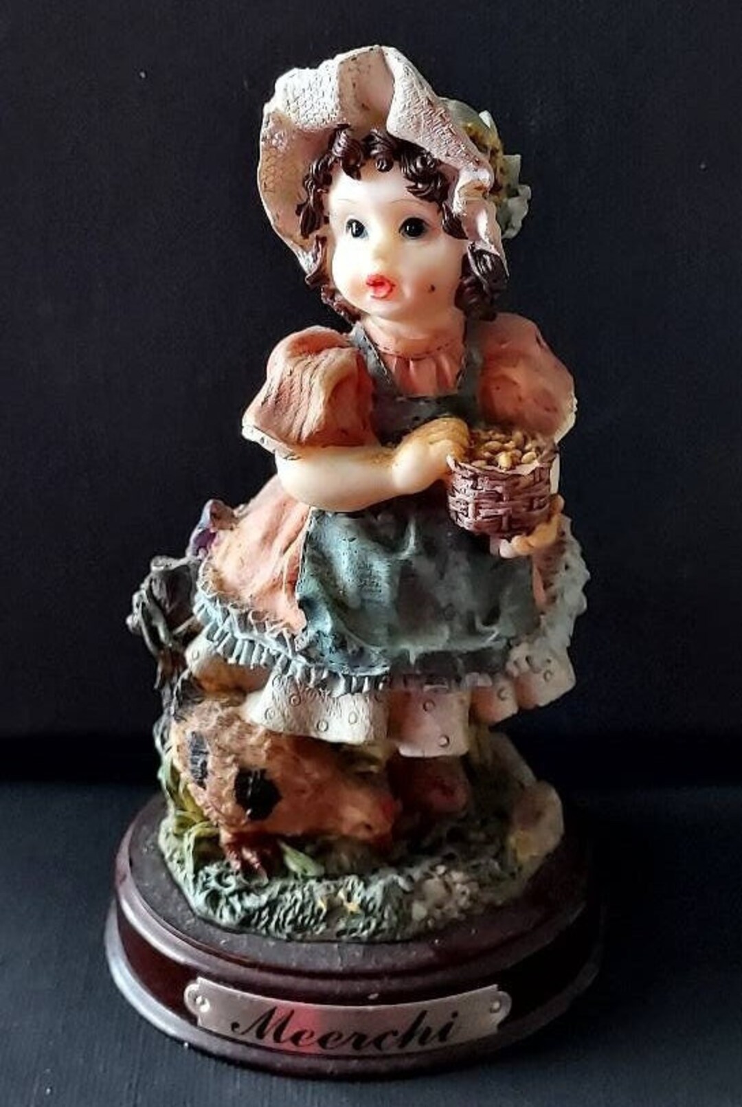 VINTAGE FIGURINE Meerchi Farm Girl Figurine Porcelain Etsy